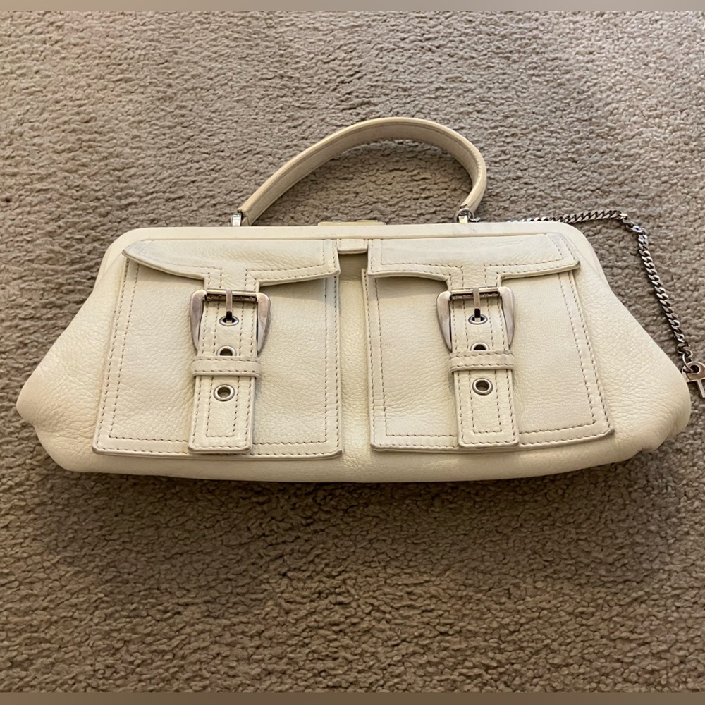 Celine cream colored luxury leather pocketbook